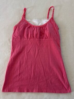 Y2K Energie Medium Pink White Lace Baby Doll Cami Tank Top